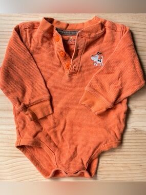 jumping beans Orange Waffle-Knit Long-Sleeve Bodysuit